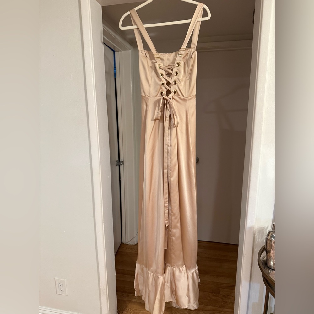 Show Me Your MuMu Clarissa Corset Dress ~ Champagne Luxe Satin (Small) - Picture 2 of 4